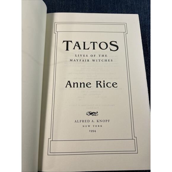 Taltos Lives of the Mayfair Witches Hardcover Book Anne Rice - Picture 4 of 9